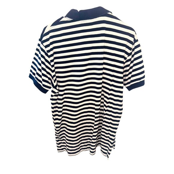 Polo By Ralph Lauren Mens Striped Short Sleeve Polo Shirt L Navy White Old Money - Picture 2 of 7